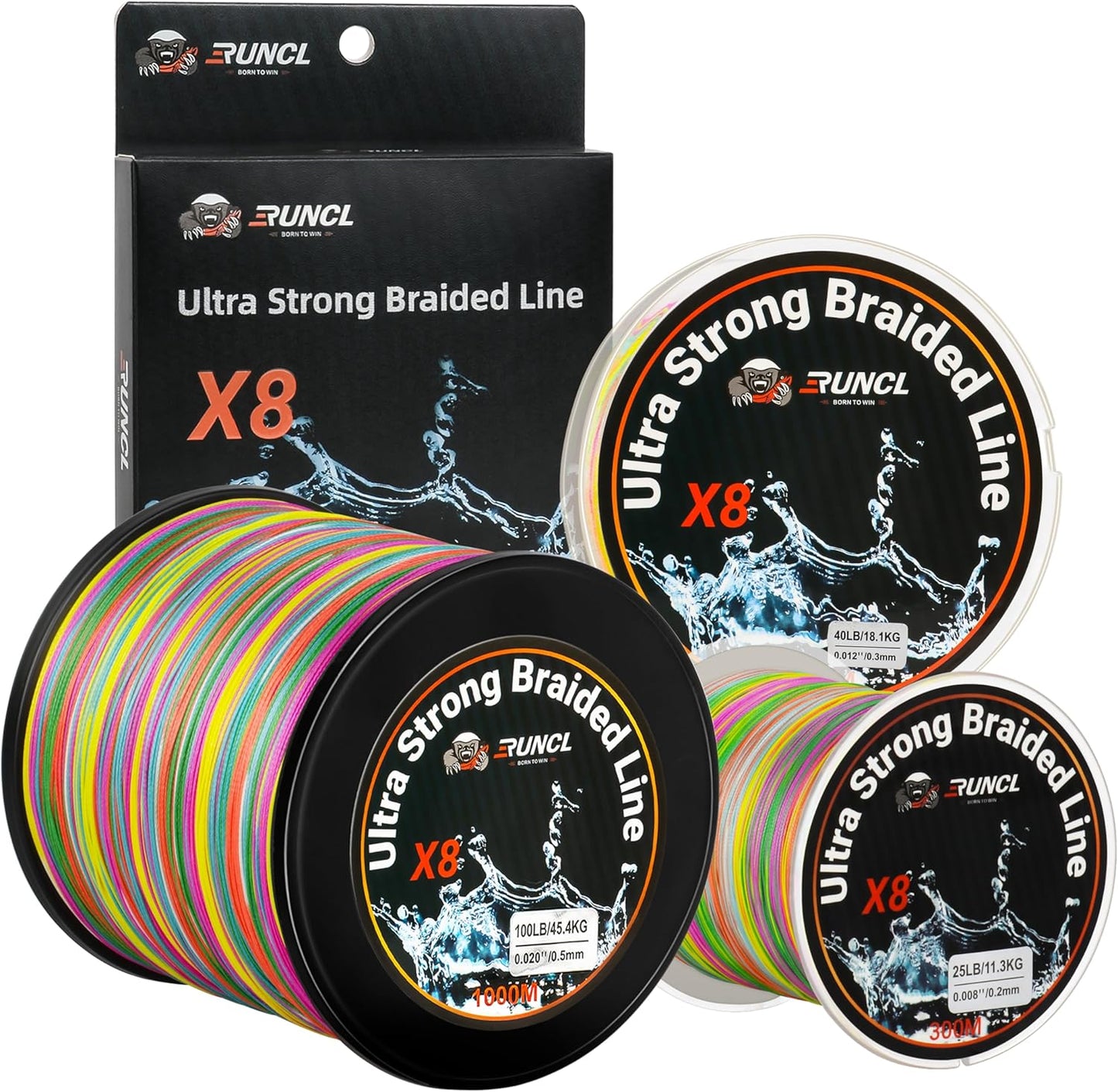 RUNCL 8 Strands Braided Fishing Line - High Visibility Braid