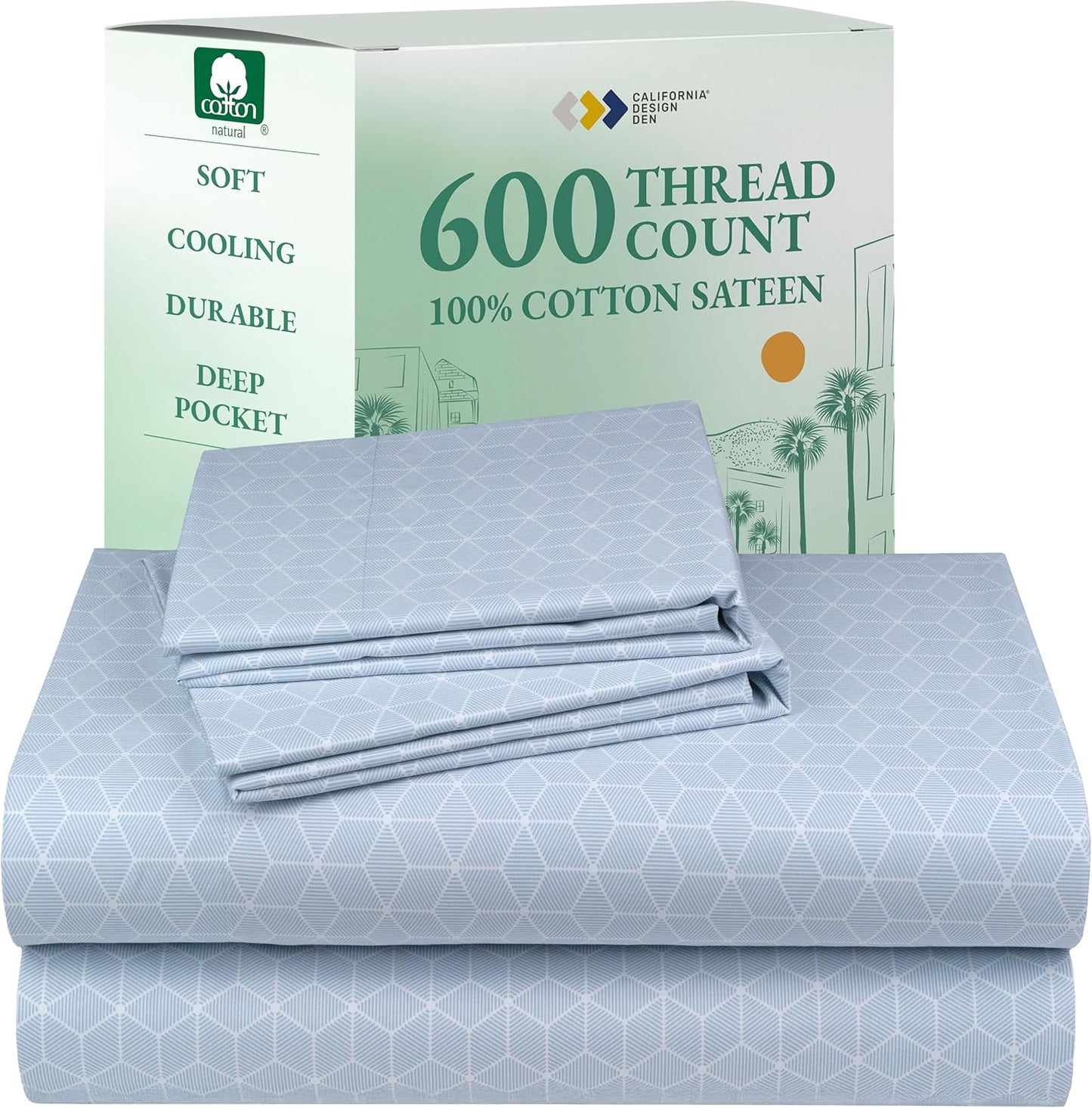 Luxury Queen Size Sheet Set - 100% Cotton, 600 Thread Count