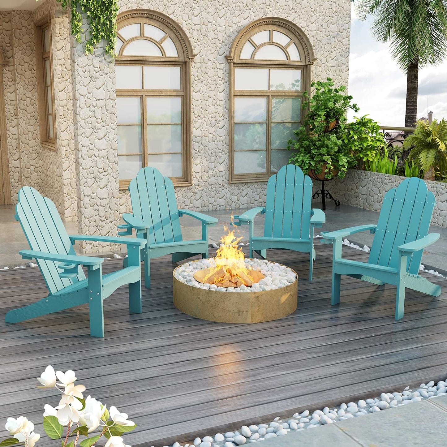 LUE BONA HDPS Adirondack Chairs Set of 4 for Outdoor Relaxation