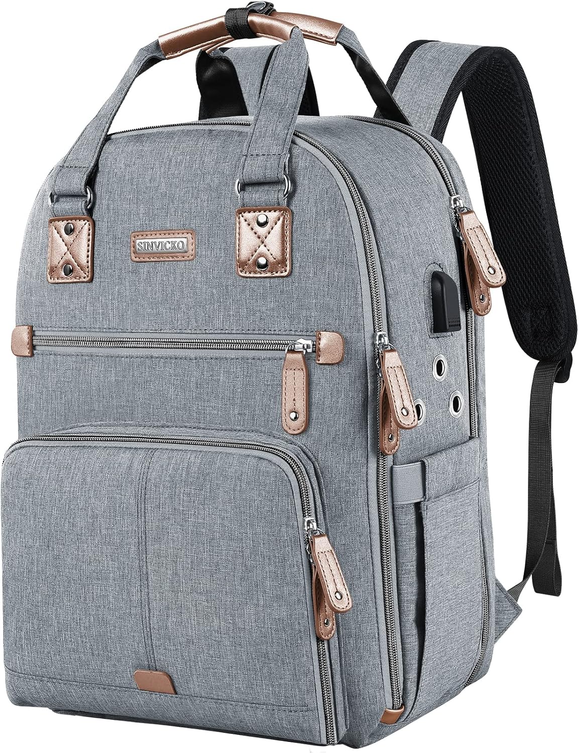 Large Yarn Storage Tote Bag with USB Charging Port for Crafters