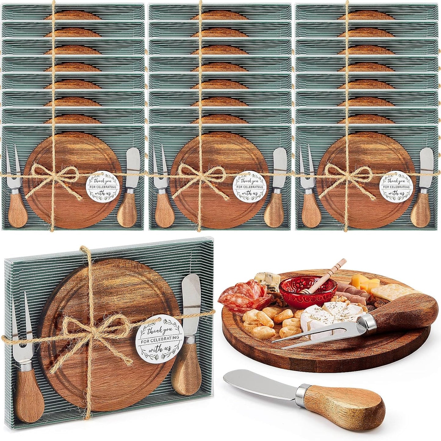 Maxcheck 24 Sets Baby Shower Game Prizes Round Cheese Board Set