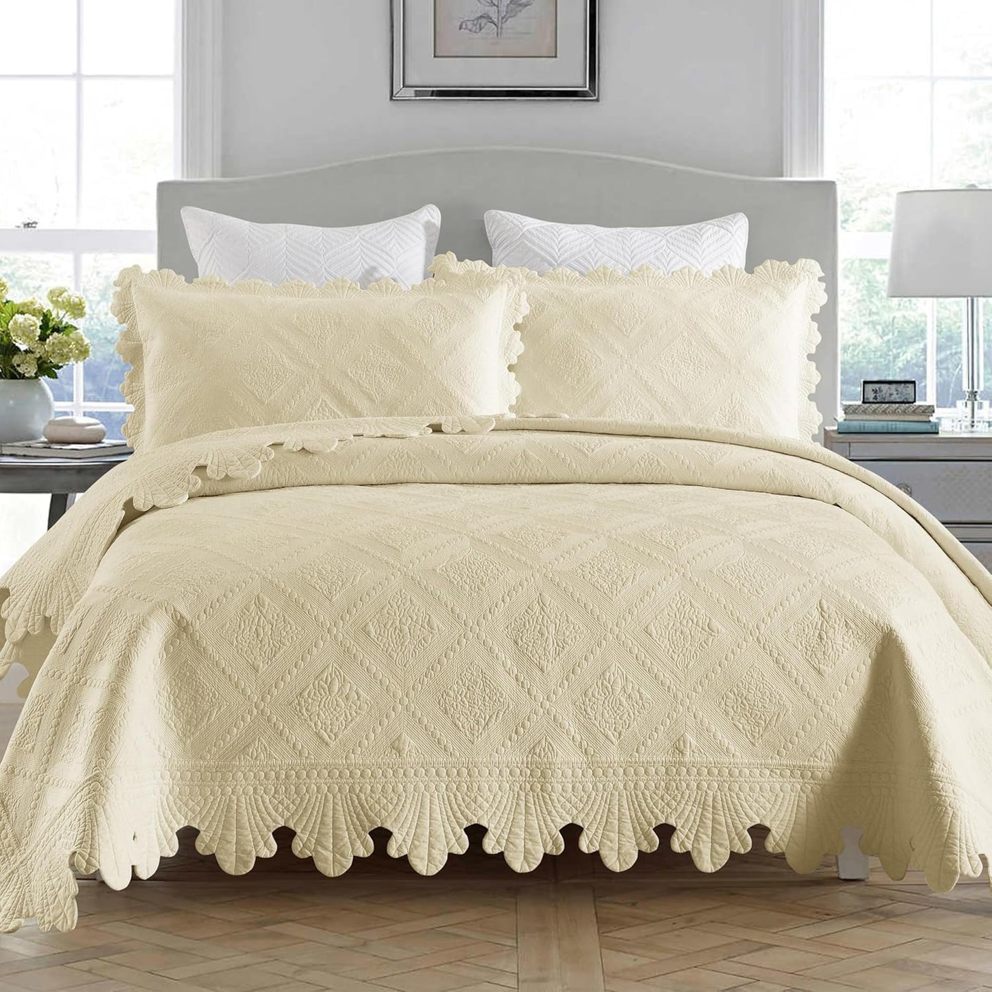 MarCielo 3-Piece Cotton Oversized Bedspread Set for Comfort