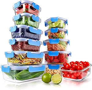 NutriChef 24-Piece Glass Food Storage Containers for Meal Prep