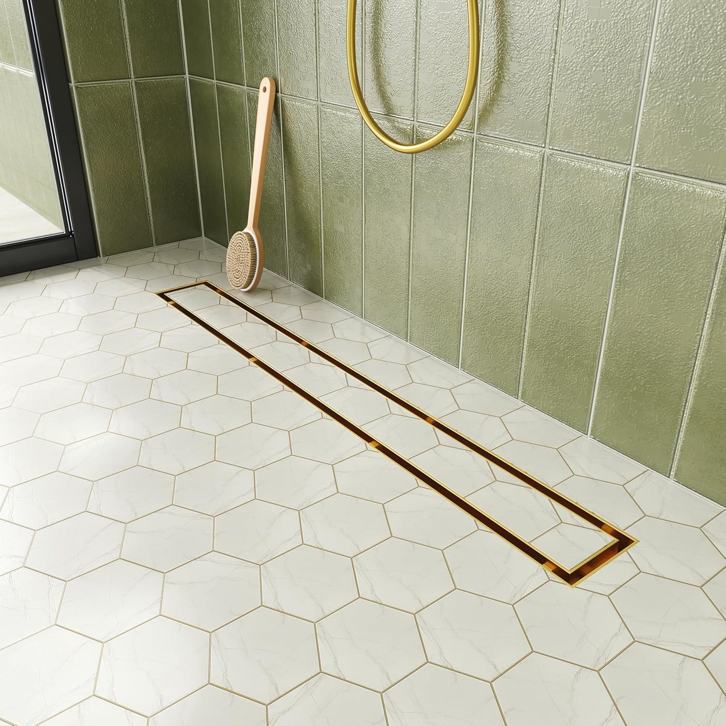 Neodrain 24-Inch Gold Linear Shower Drain for Modern Bathrooms