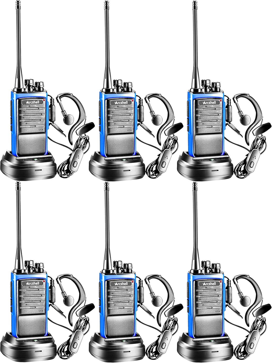 Rechargeable Long Range Two-Way Radios with Earpiece 6 Pack