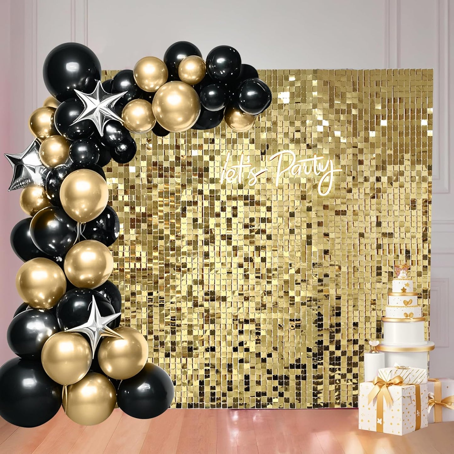36 Pcs Light Gold Shimmer Wall Backdrop Panels for Parties