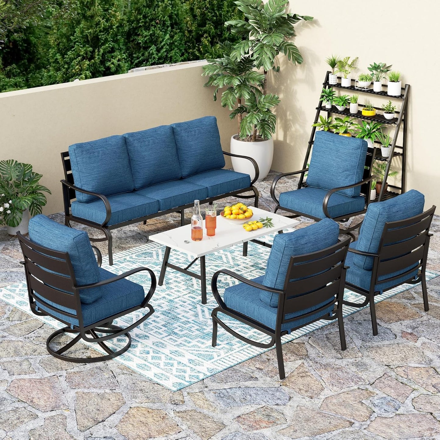 PHI VILLA 6 Piece Patio Furniture Set for Stylish Outdoor Living