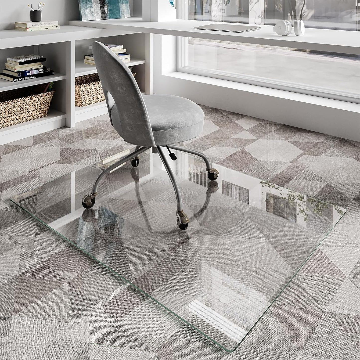 Koonmi Chair Mat for Carpet - Tempered Glass Office Mat