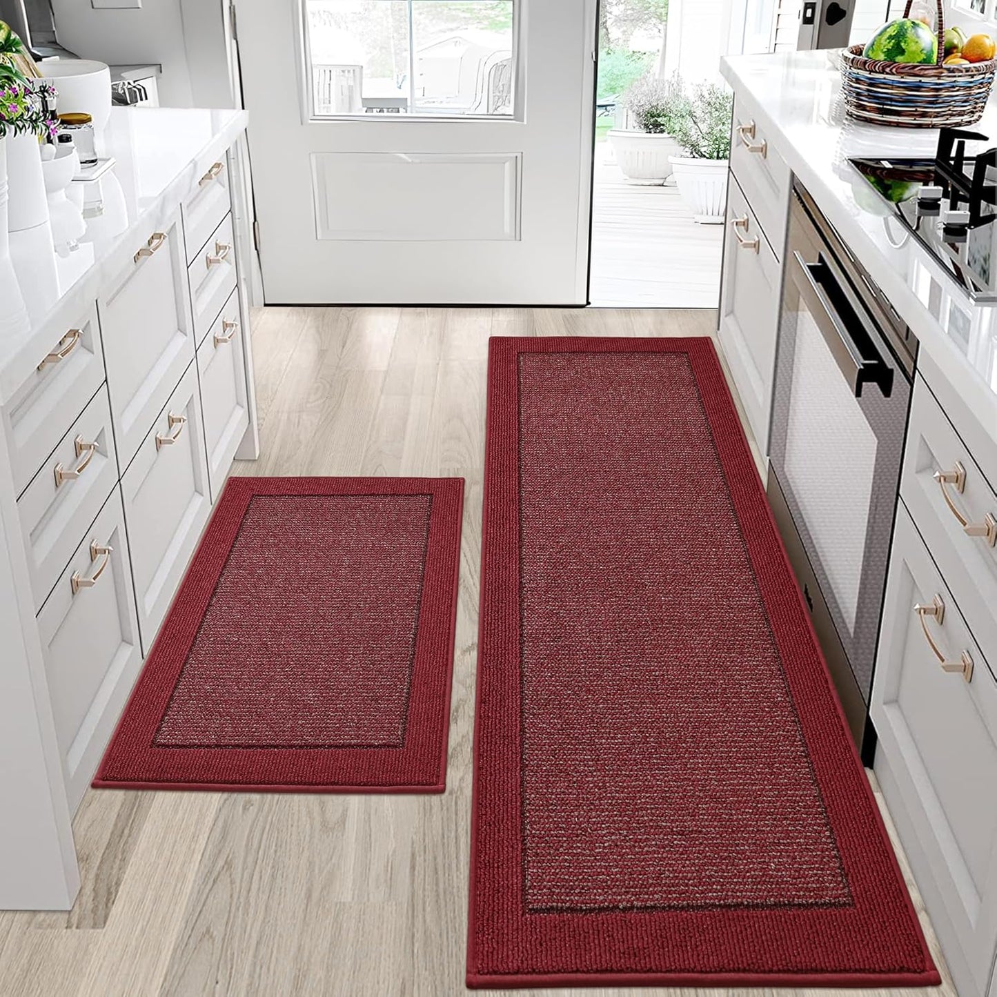 BEQHAUSE Kitchen Rugs Set of 2 Non-Slip Absorbent Mats