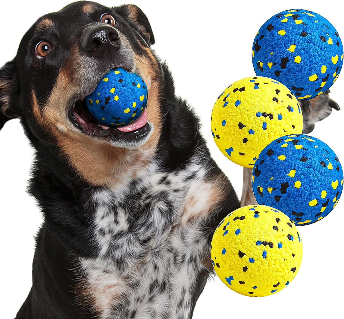 Durable Dog Chew Toys for Aggressive Chewers - Set of 4 Fetch Balls