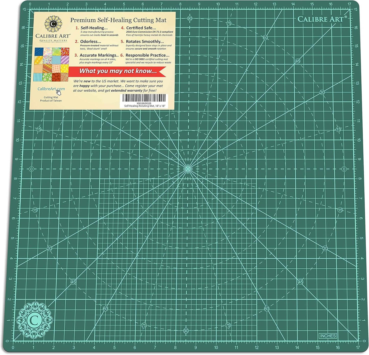 Self Healing Rotating Cutting Mat 18x18 for Quilting & Art