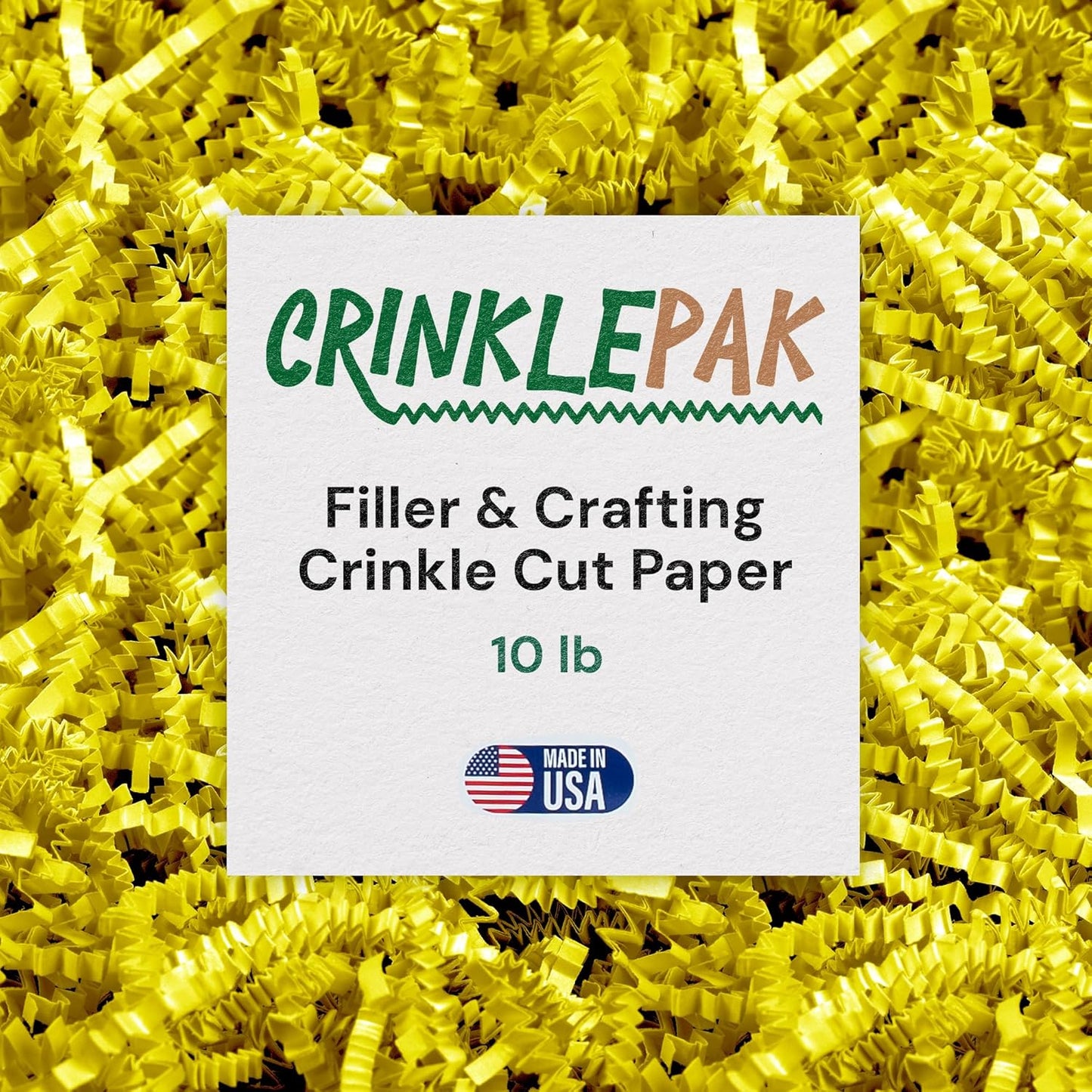 10LB USA Made Yellow Crinkle Paper Filler for Gift Baskets