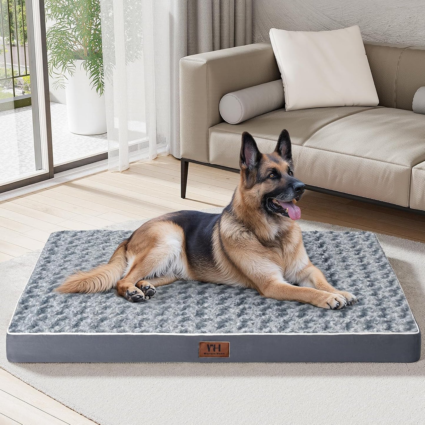 Extra Large Dog Bed with Soft Rose Plush for Comfort and Support