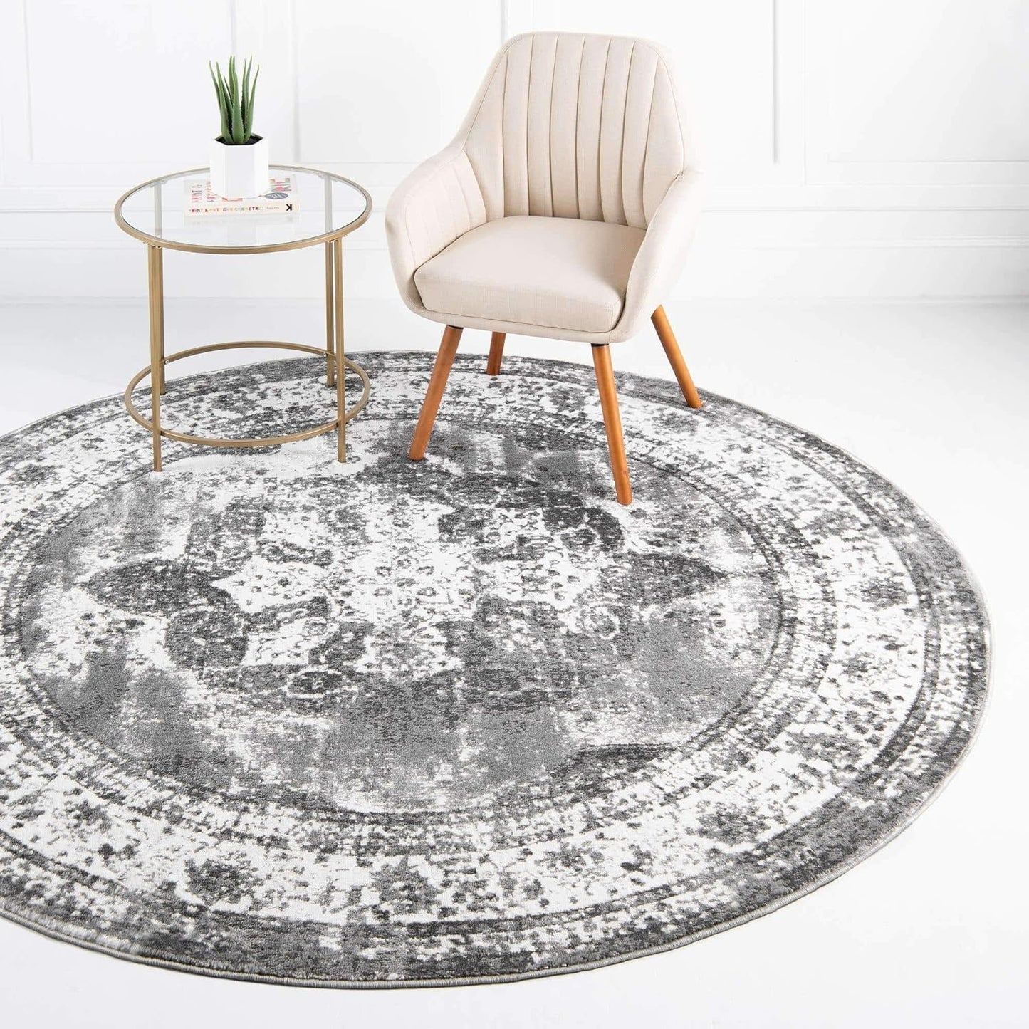 Unique Loom Sofia Collection Area Rug - Vintage Gray/Ivory Design