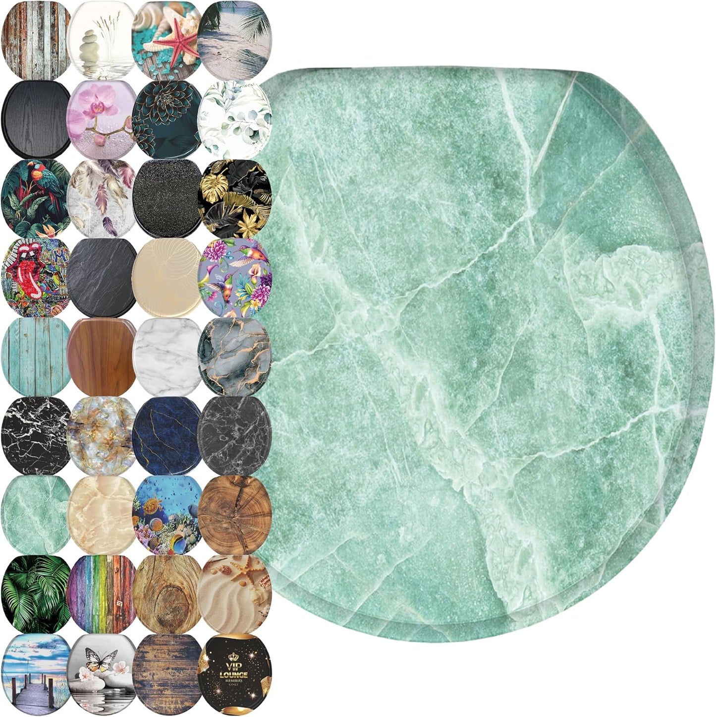 Sanilo Soft Close Toilet Seat ROUND with Marble Green Design