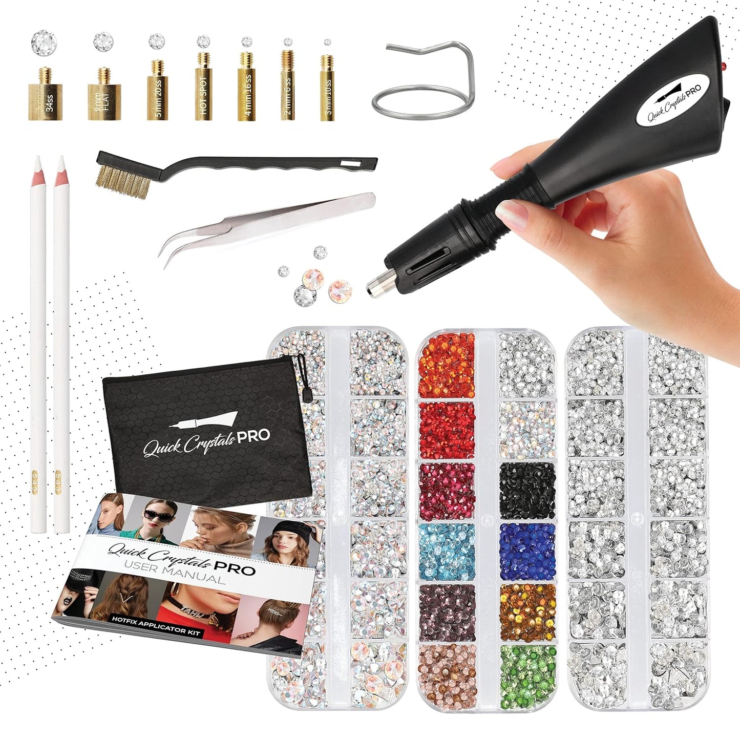 Quick Crystals Pro Hotfix Applicator Kit for DIY Bedazzling