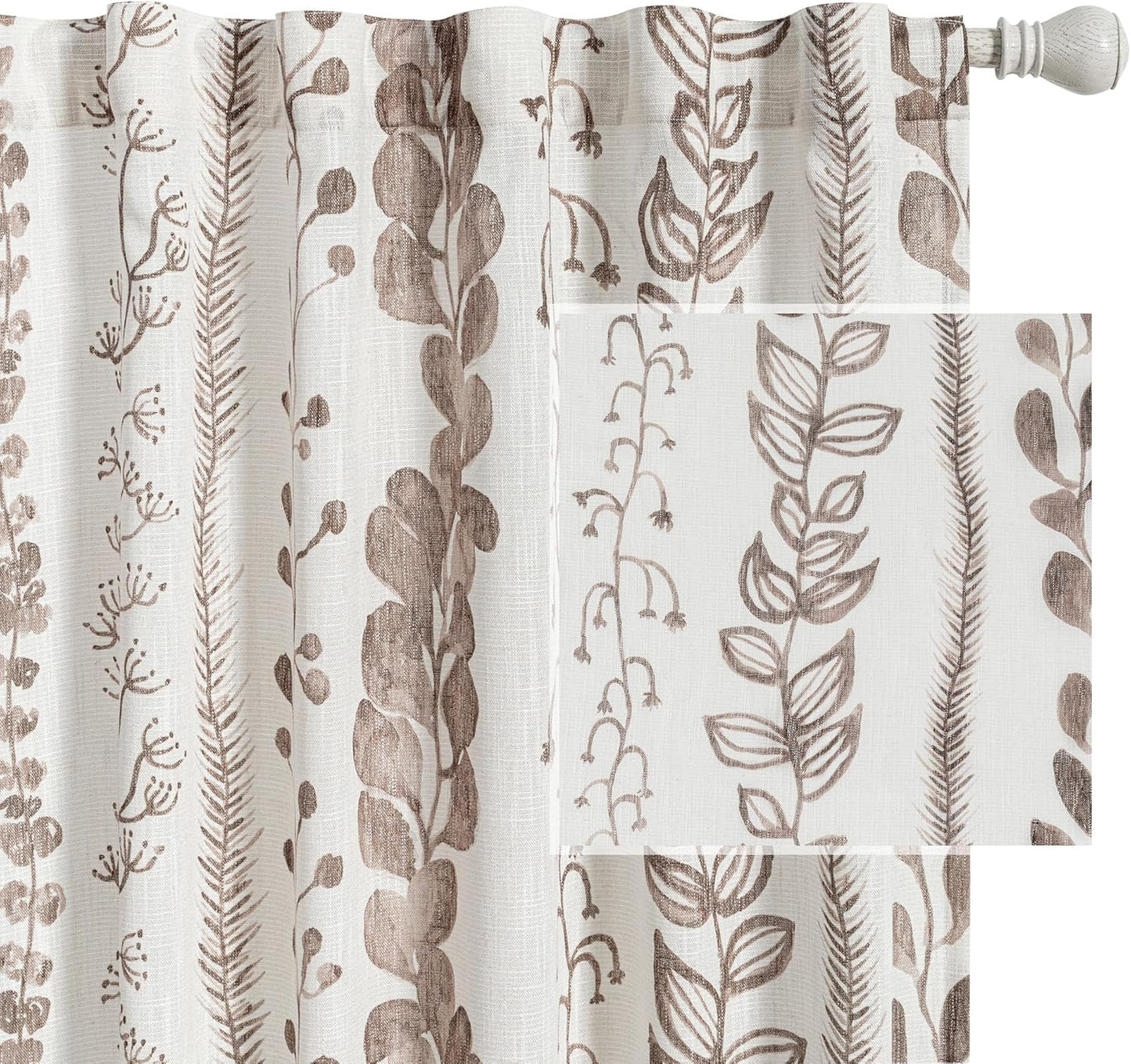 MEETSKY Brown Sheer Curtains for Living Room and Bedroom Decor