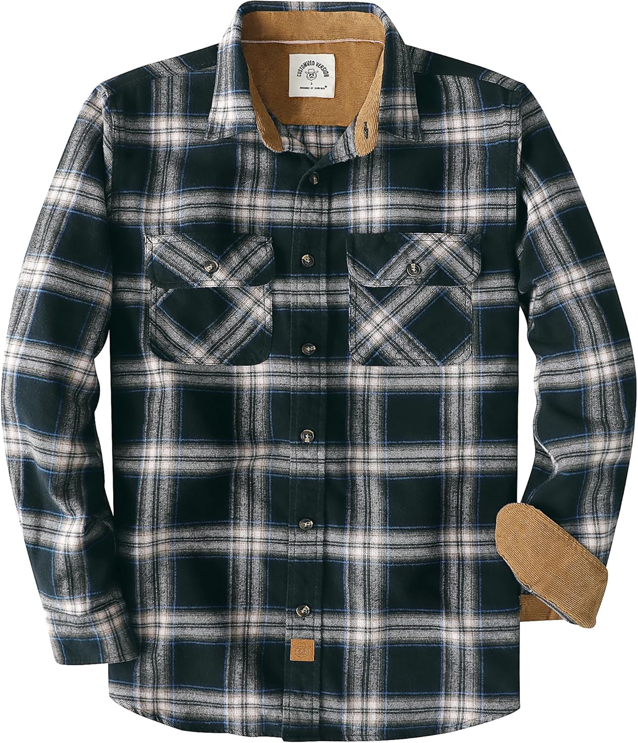 Dubinik Mens Flannel Shirt Long Sleeve Soft Cotton Utility Wear