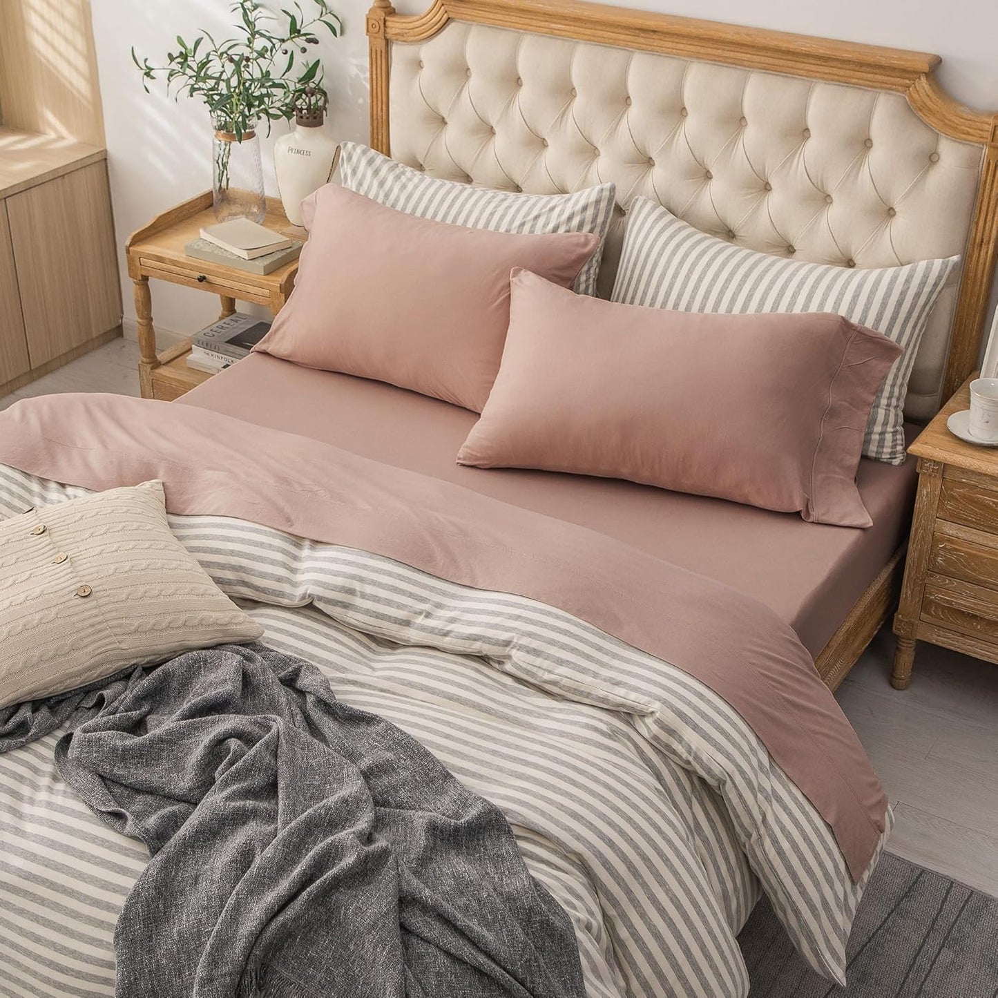 PURE ERA Jersey Knit Bed Sheet Set for Twin XL - Super Soft Comfort