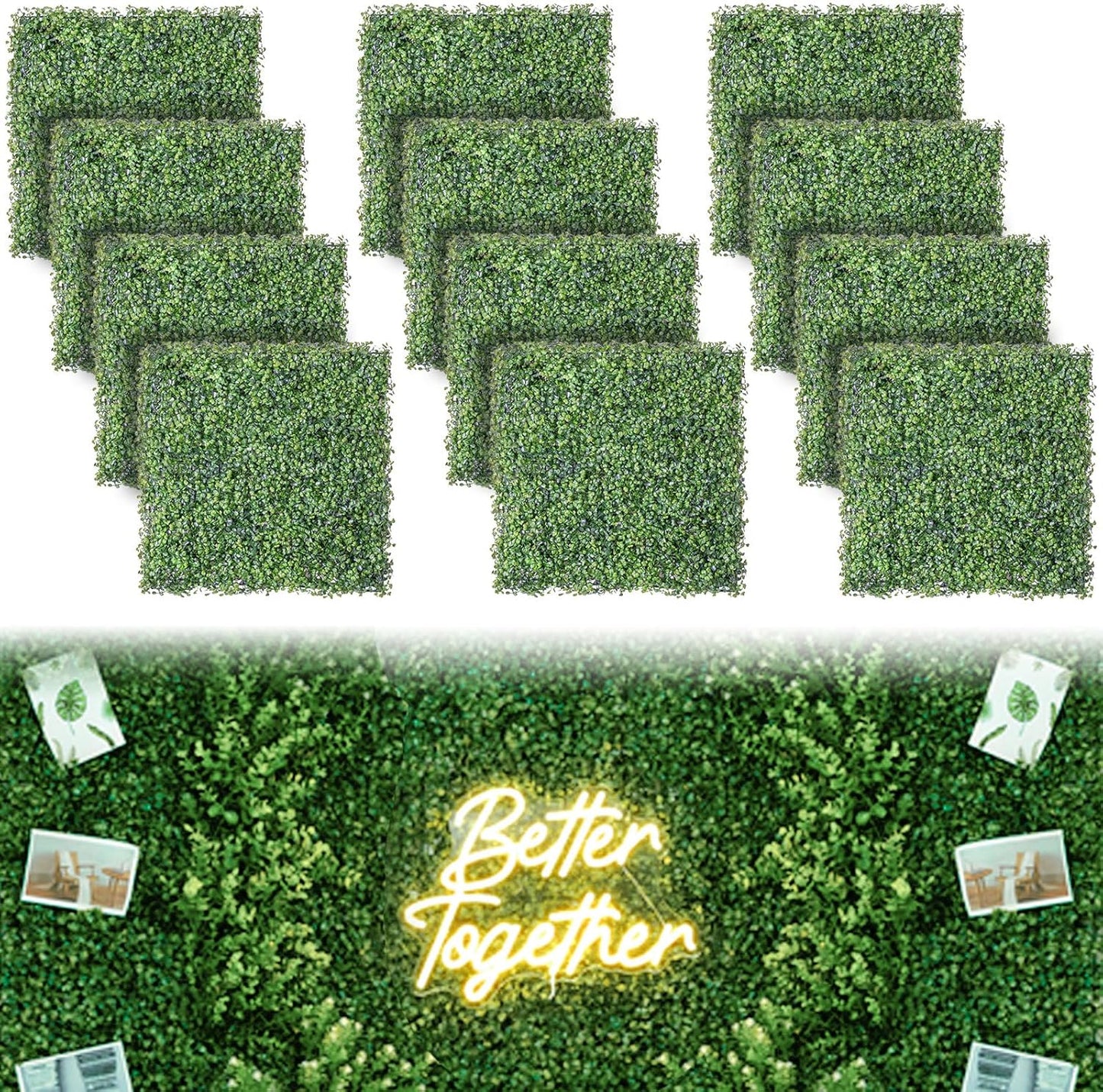 Luyue 12PCS Boxwood Panels for Stunning Greenery Backdrop