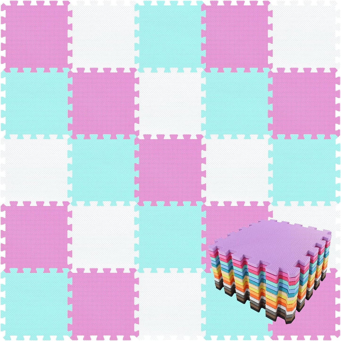 qqpp EVA Rubber Interlocking Puzzle Foam Floor Mats for Kids