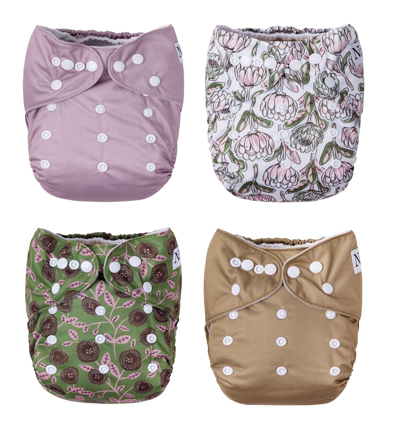 Nora's Nursery Cloth Pocket Diapers 4 Pack - Adjustable Fit