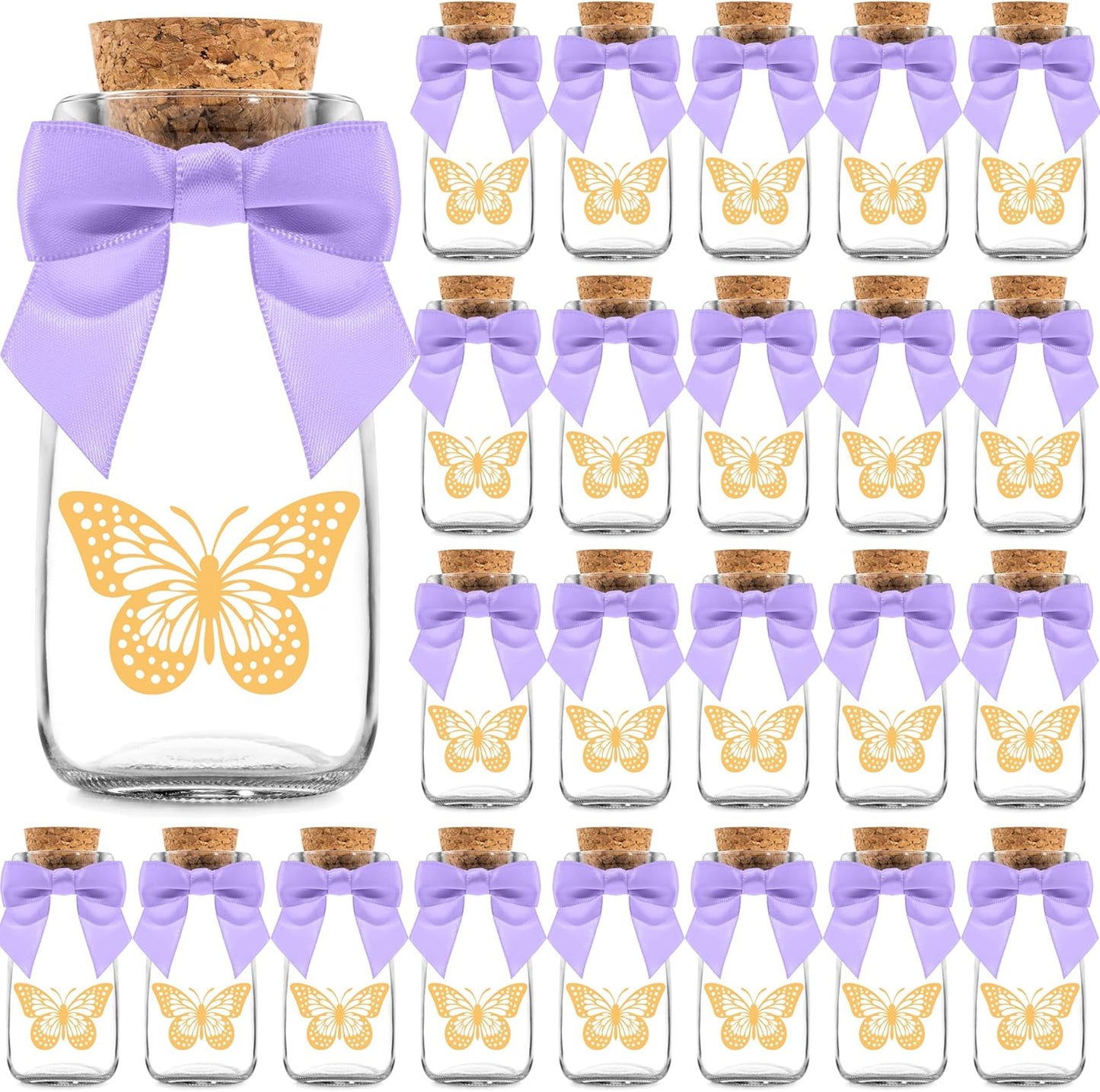 Small 24 Pack Butterfly Party Favor Glass Bottles for Events