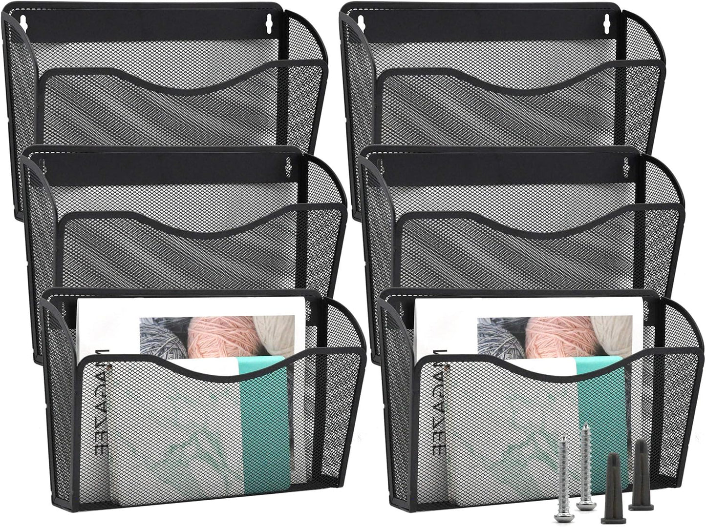 EASEPRES 6 Pocket Mesh Hanging File Organizer for Home Office