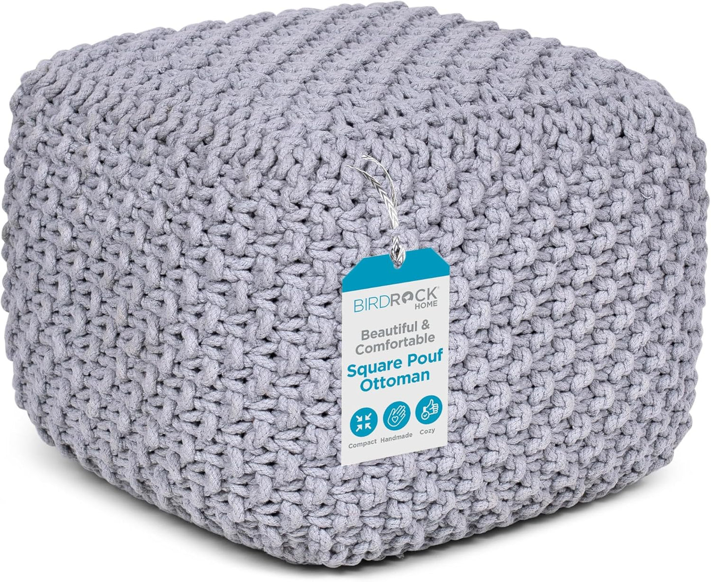 BIRDROCK HOME Square Pouf Ottoman for Stylish Living Spaces
