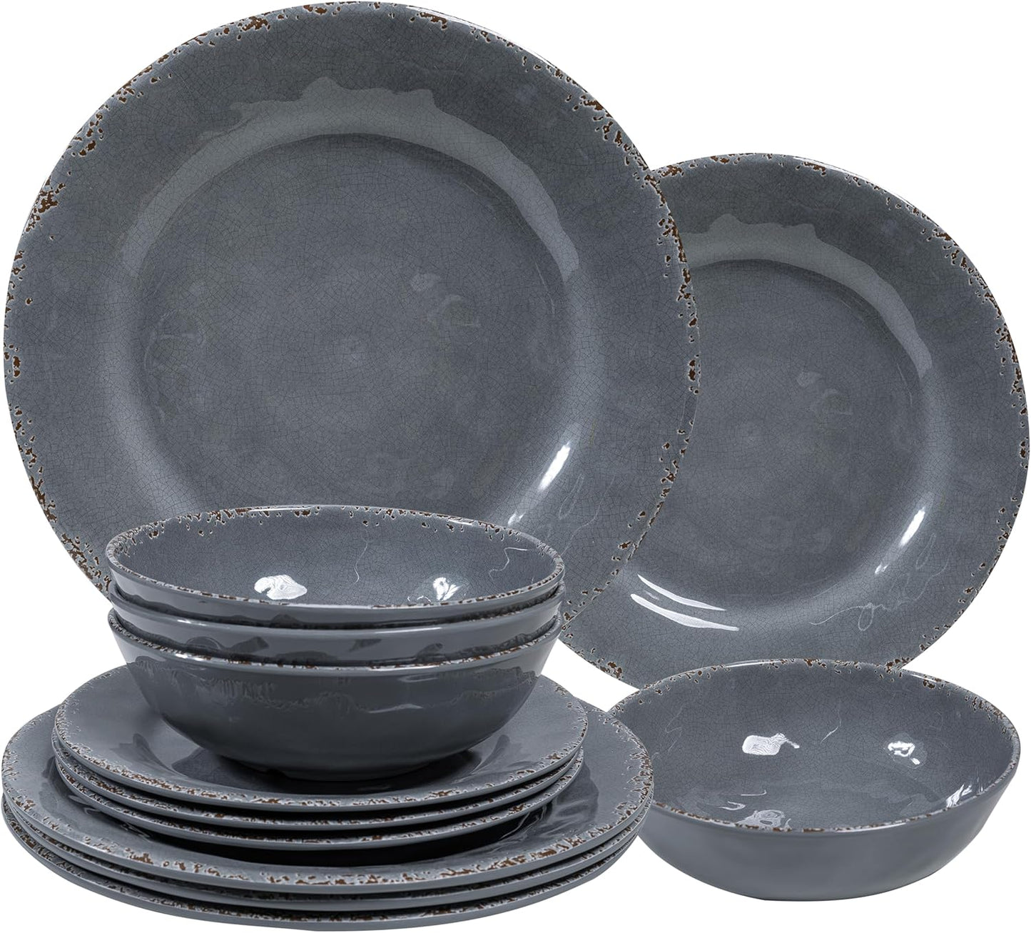 Vintage Melamine Dinnerware Set of 12 for Indoor and Outdoor Use