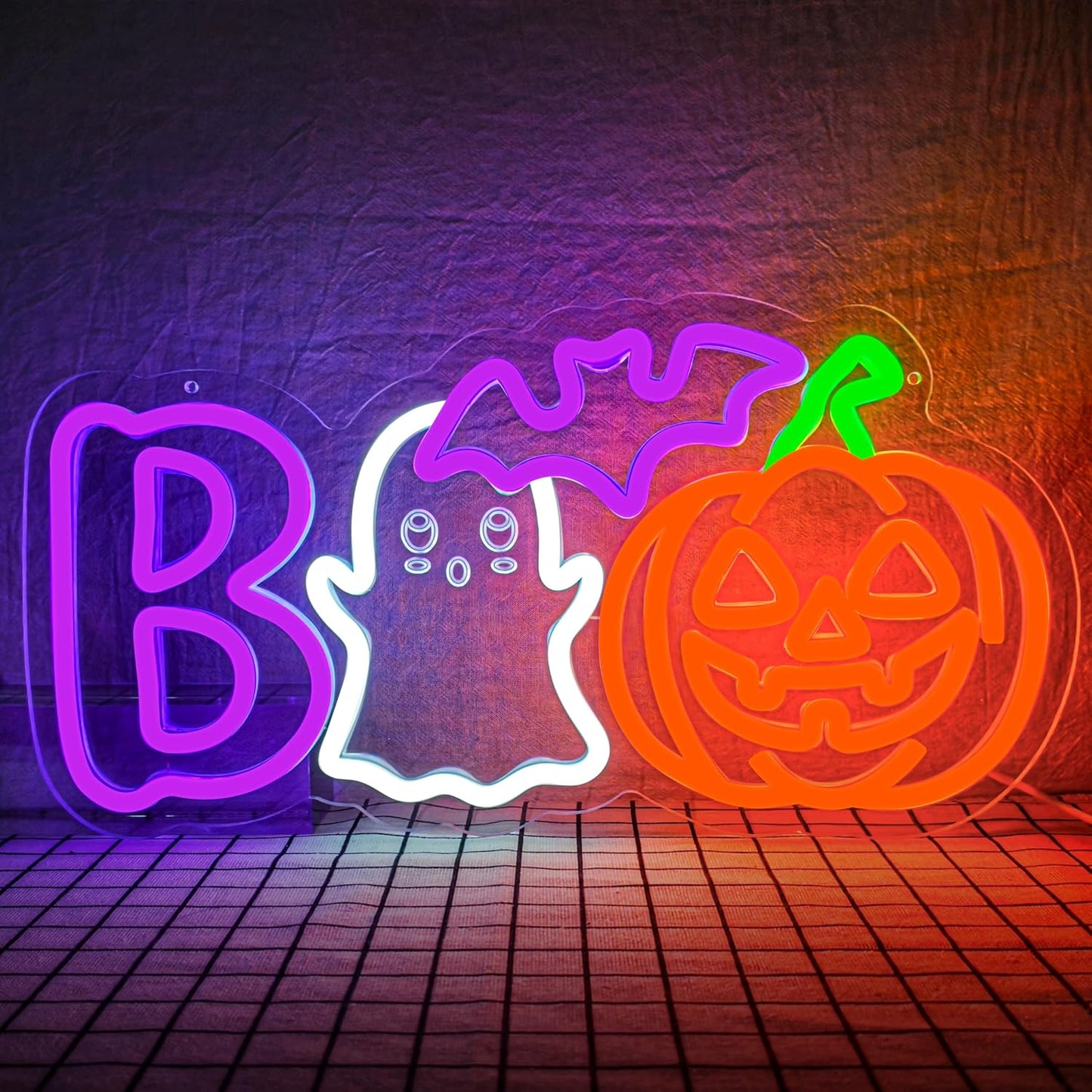 Halloween Neon Sign Bat Boo Light for Festive Wall Decor