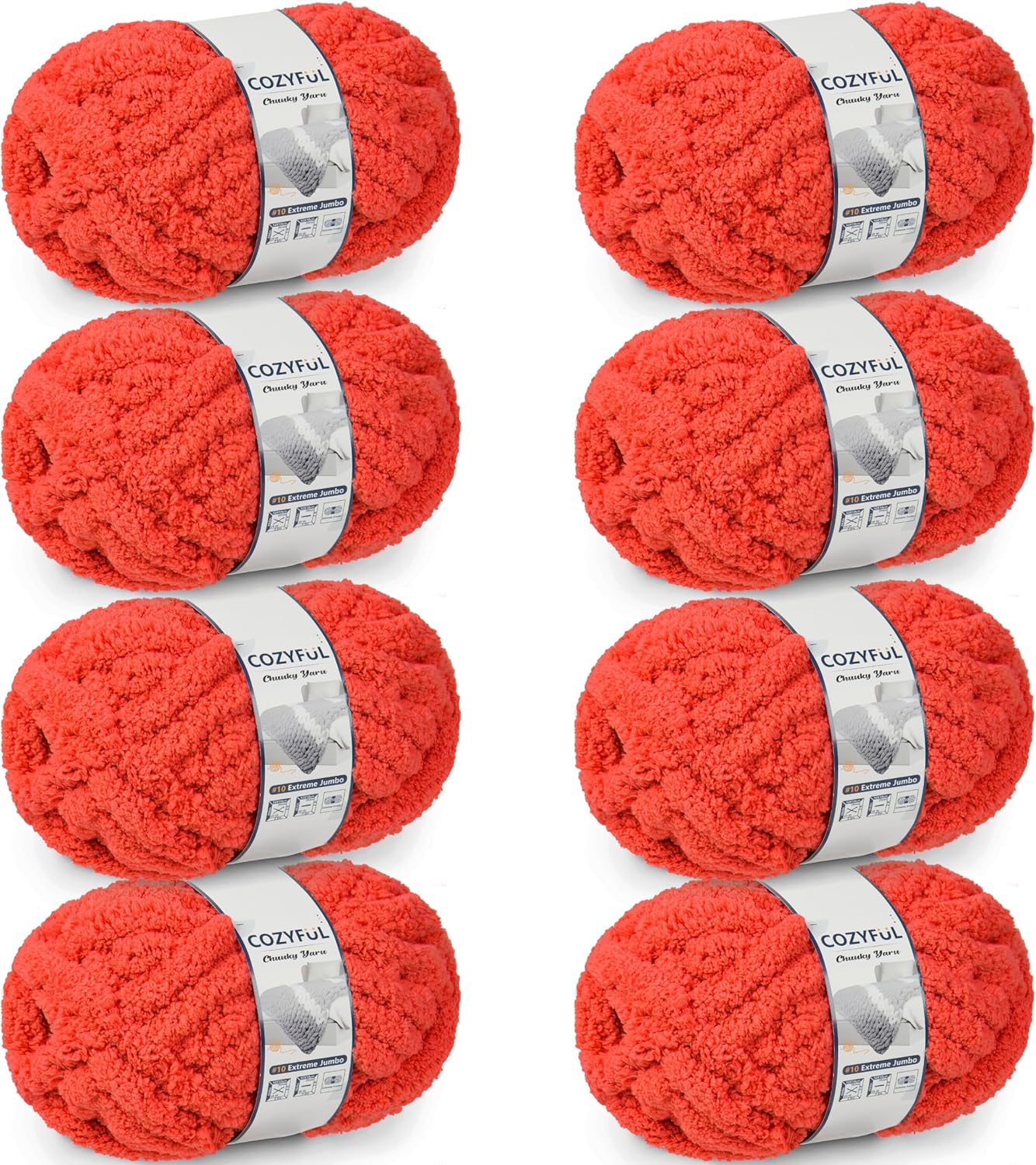 Chunky Yarn for Hand Knitting - Jumbo Chenille Yarn in Solar Orange