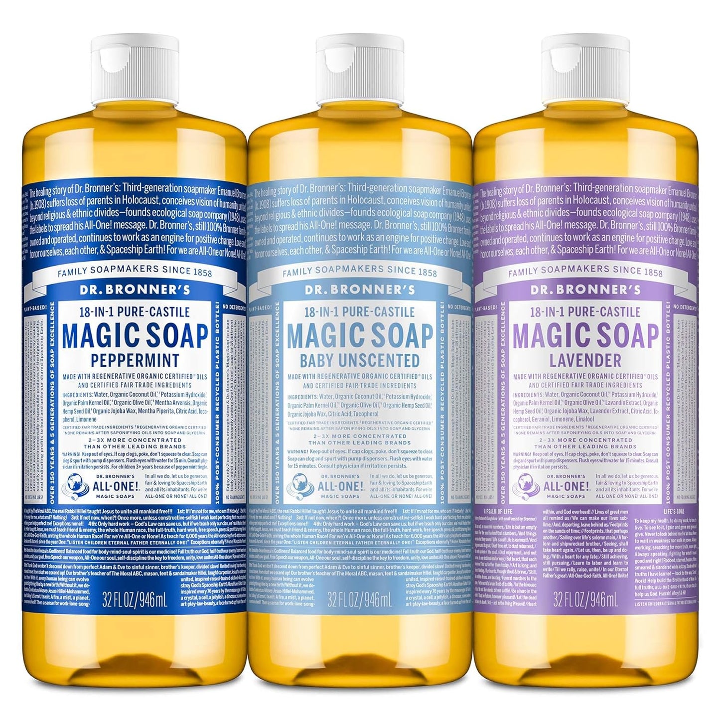 Dr. Bronner's Pure-Castile Magic Liquid Soap 32oz Variety Pack