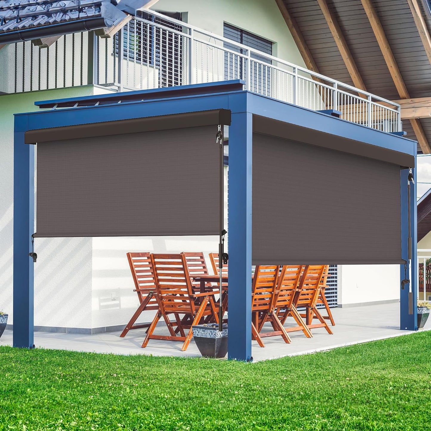 Outdoor Roller Shade for Patio with UV Blockout and Valance