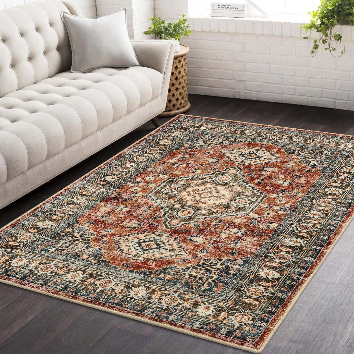 Lahome Oriental Area Rug 3x5 Washable Soft Non Slip Mat