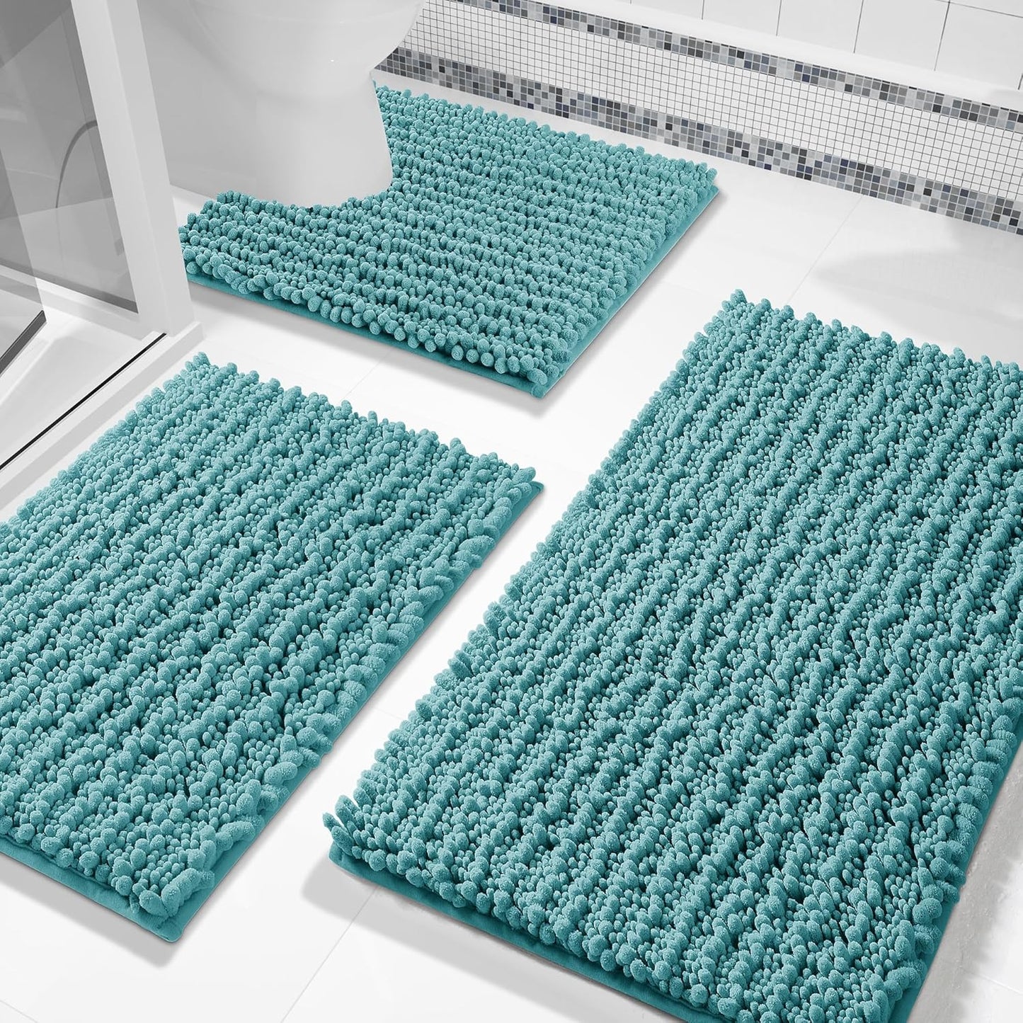 Yimobra Bathroom Rug Set 3 Piece - Super Absorbent Chenille