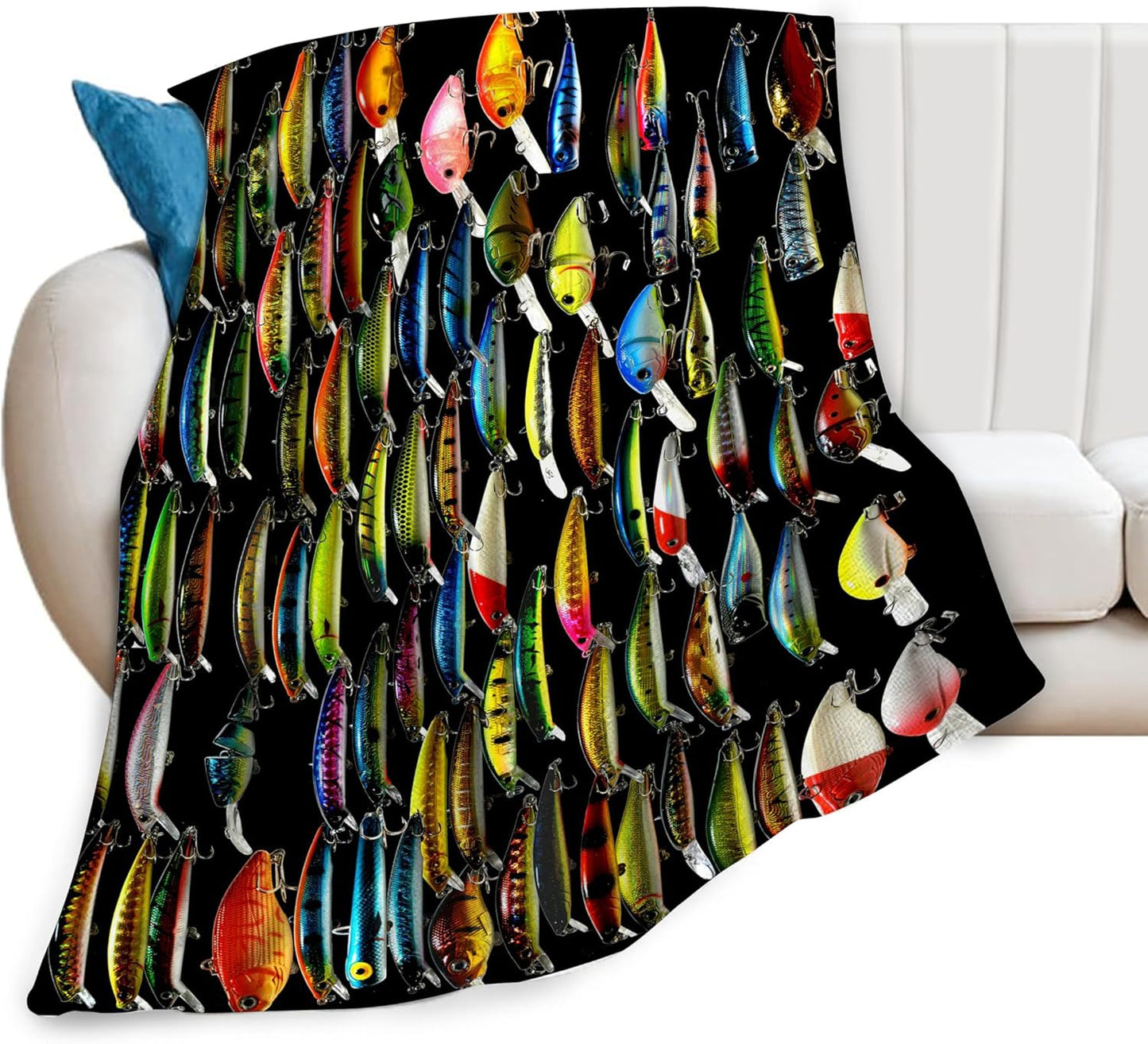 Fishhook Flannel Fleece Blanket - Cozy Nautical Warmth
