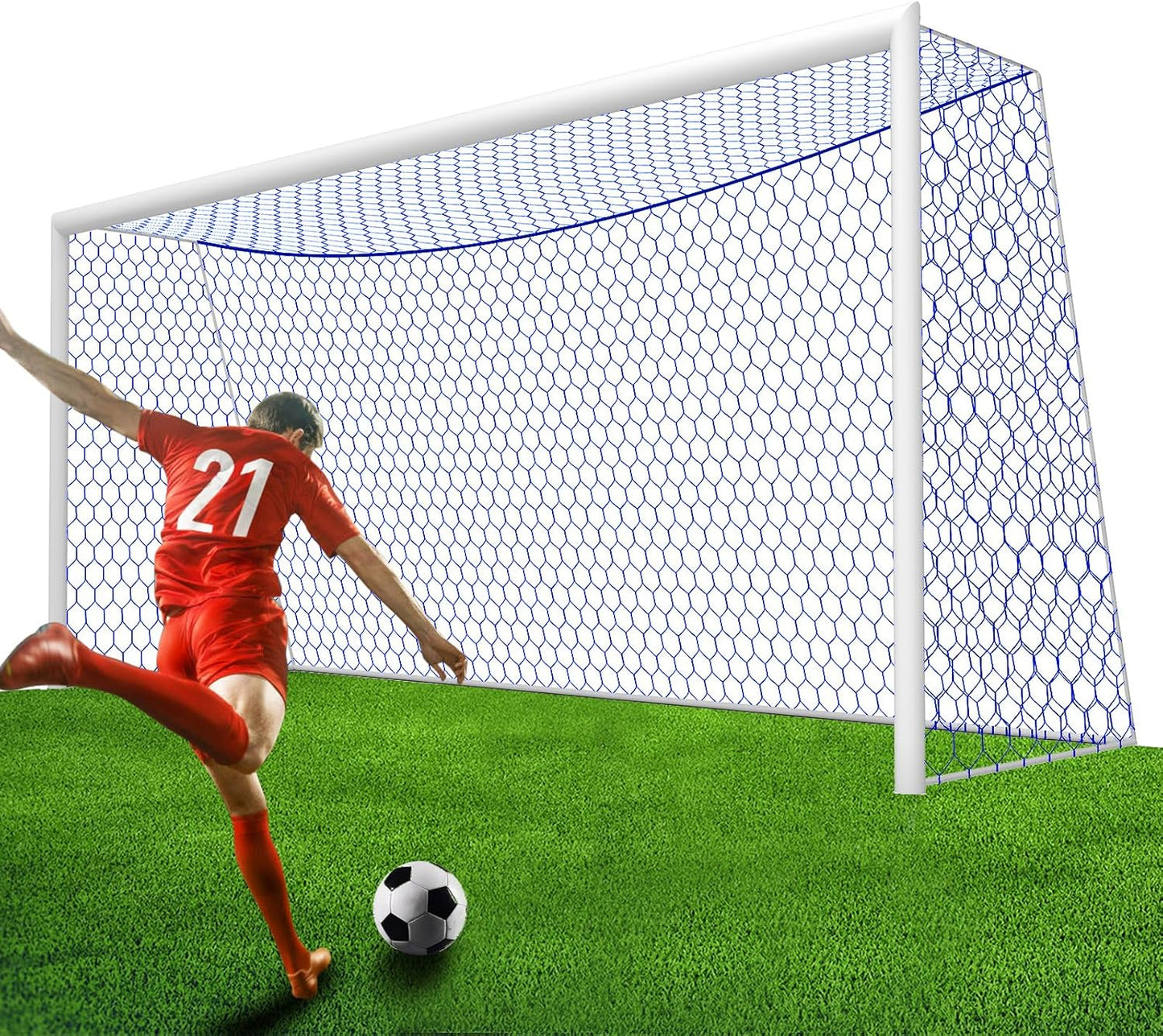 Professional Soccer Goal Net Replacement 18.5x6.5FT for Durability