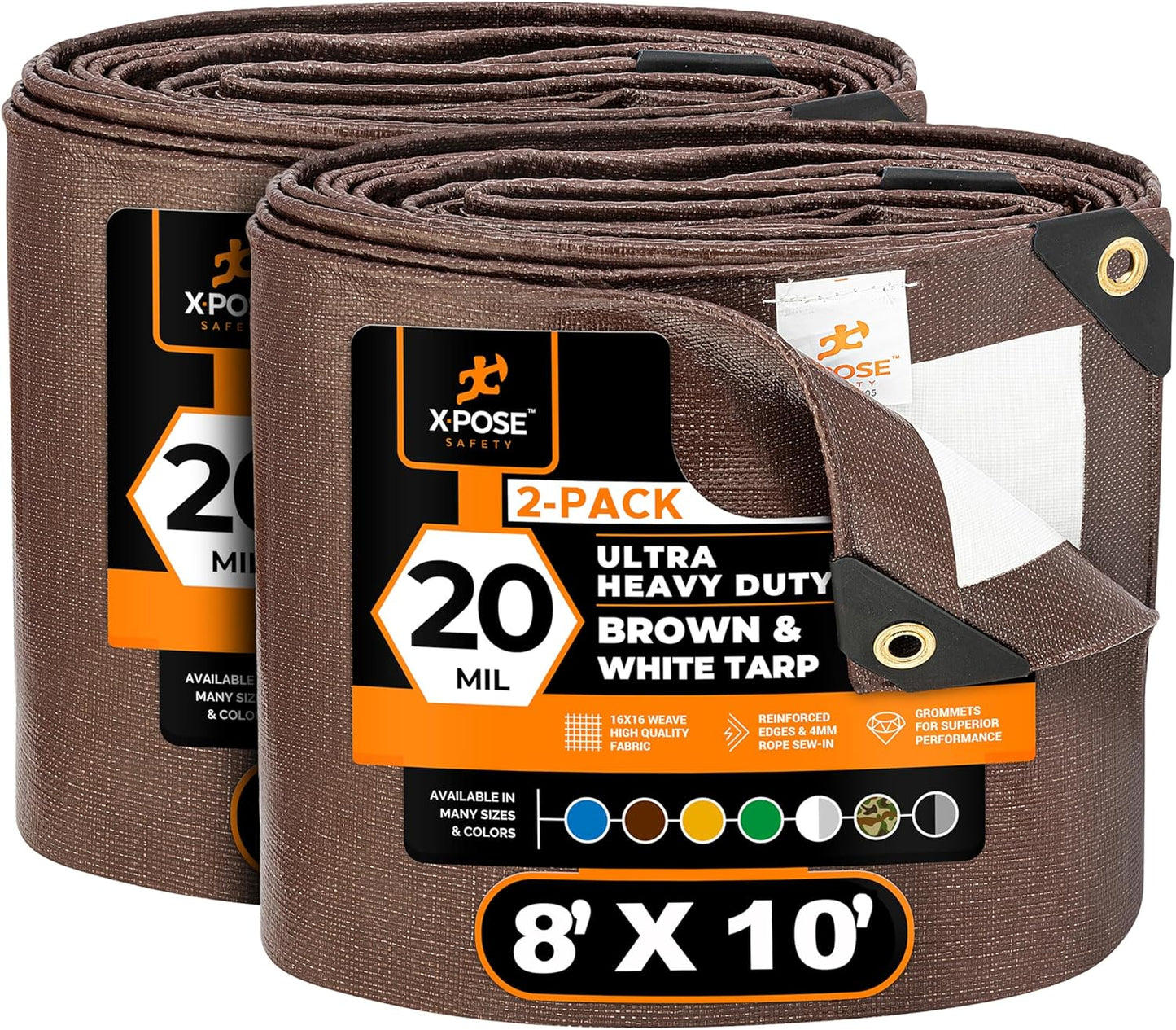 Xpose Safety 8ft x 10ft Ultra Heavy Duty Tarp for All Weather Use