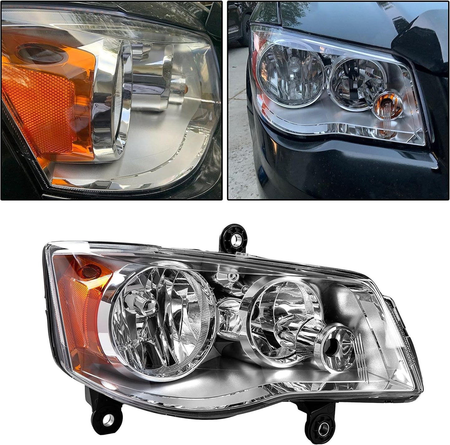 HECASA Right Headlight for 2008-2019 Dodge Grand Caravan & Chrysler