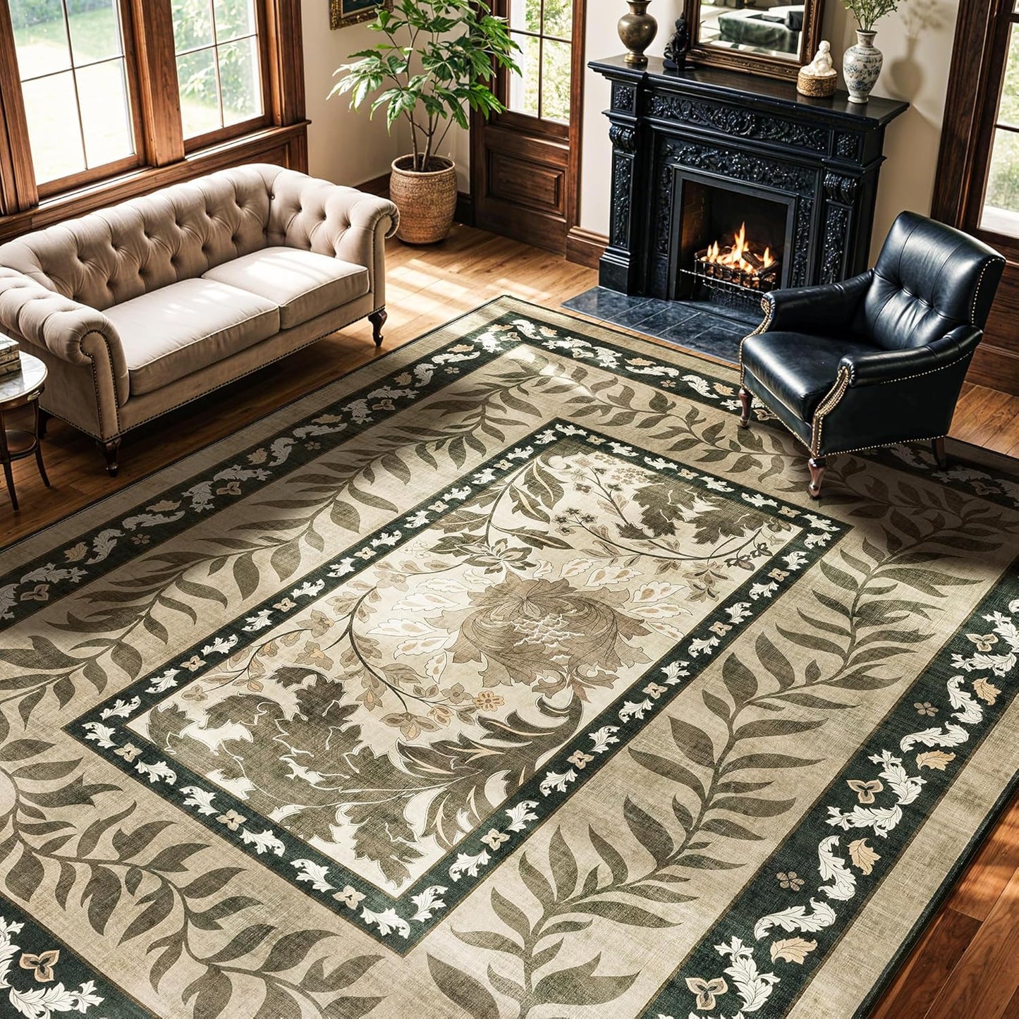 Washable Rug 9x12 Area Rugs for Living Room - Stain Resistant