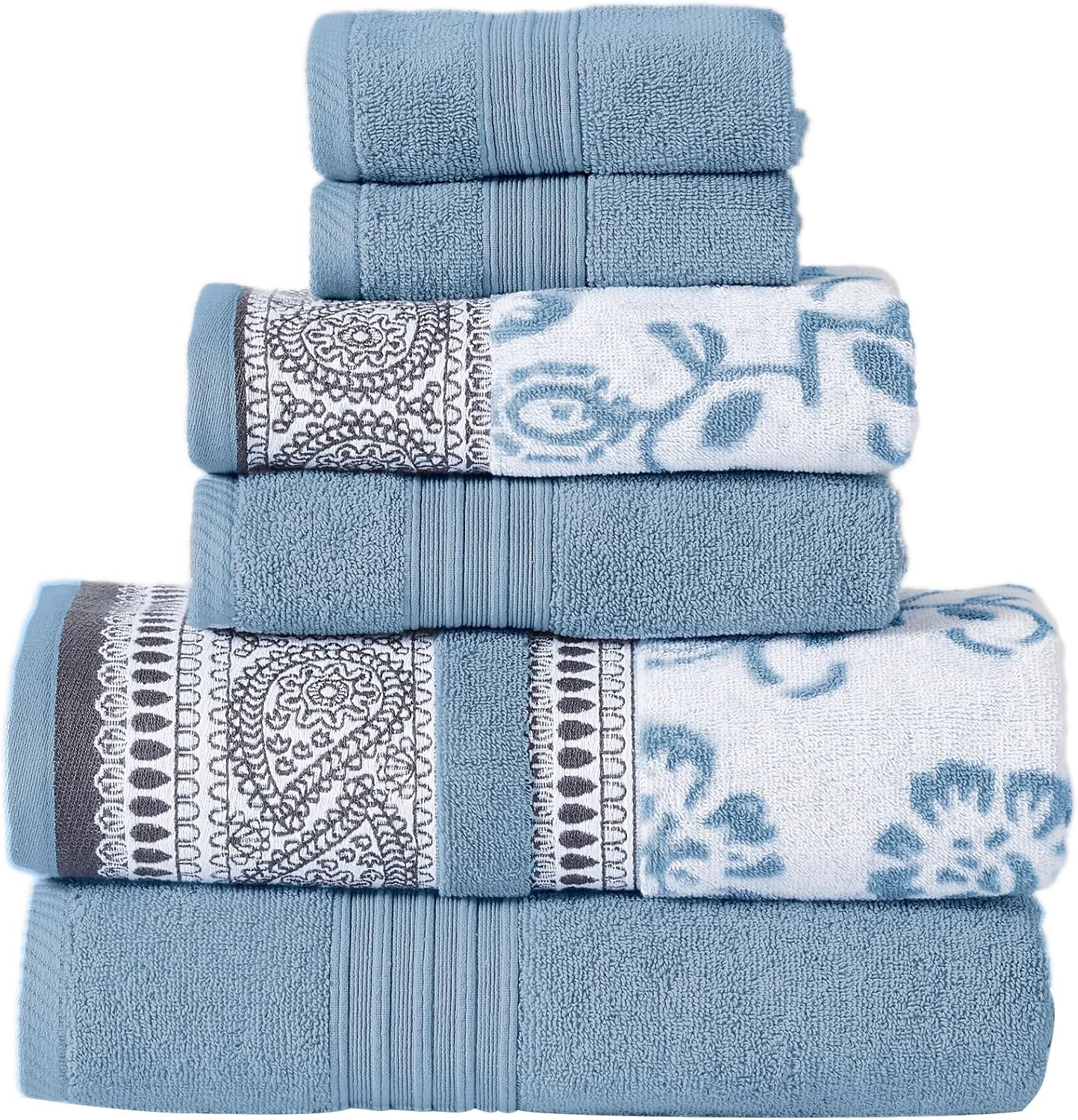 Modern Threads 6 Piece Towel Set in Ophelia Blue for Luxury