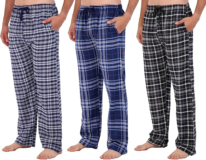 Real Essentials Men's Pajama Pants - Comfortable Knit Cotton Flannel