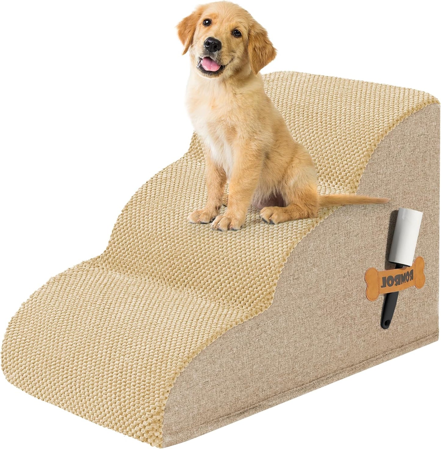 Romrol Dog Stairs Ramp for High Beds and Couches, 3-Step