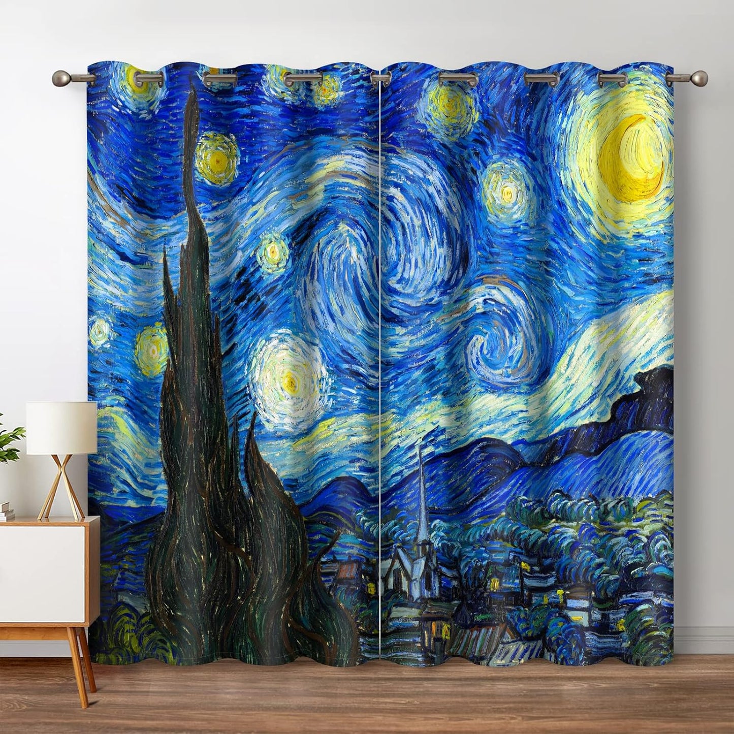 Jekeno Starry Night Blackout Curtains for Home Bedroom Decor