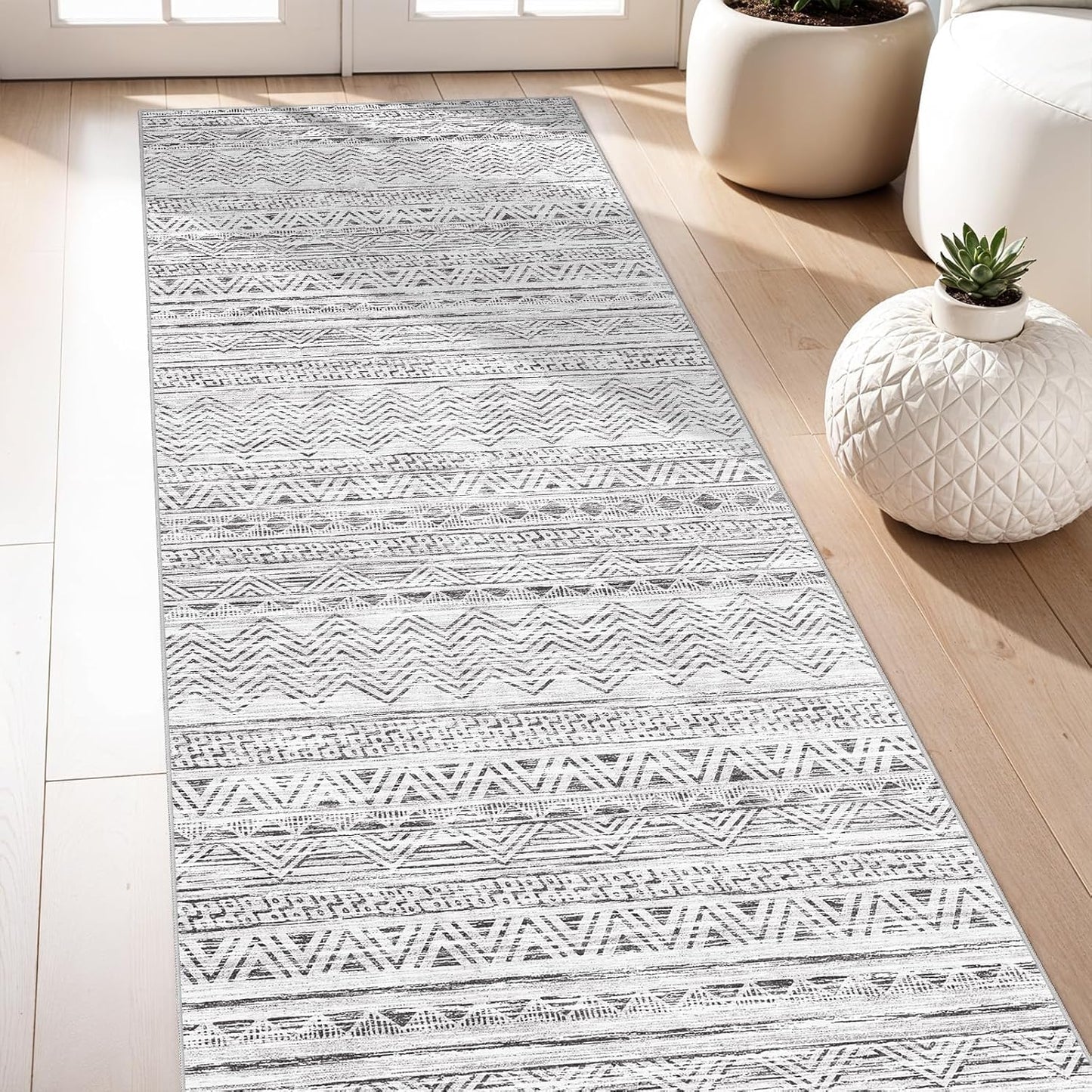 3x7 Washable Hallway Runner Rug - Moroccan Non-Slip Indoor Use