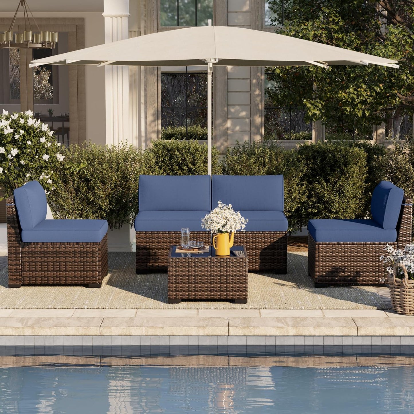 Patio Furniture Set, 5 Pieces Outdoor Sectional Sofa Set