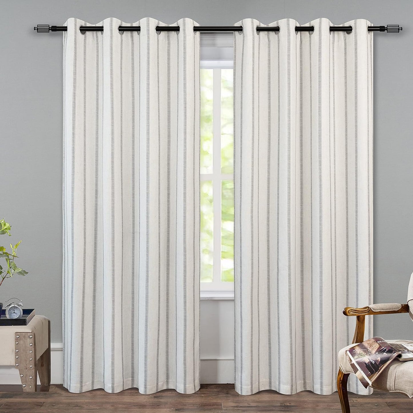 DriftAway Farmhouse Linen Blend Blackout Curtains for Bedroom