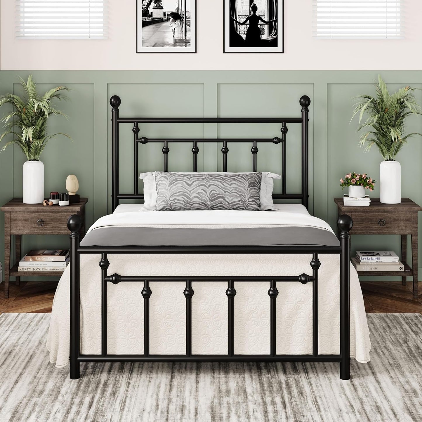 Allewie 14 Inch Twin Size Metal Platform Bed Frame for Comfort