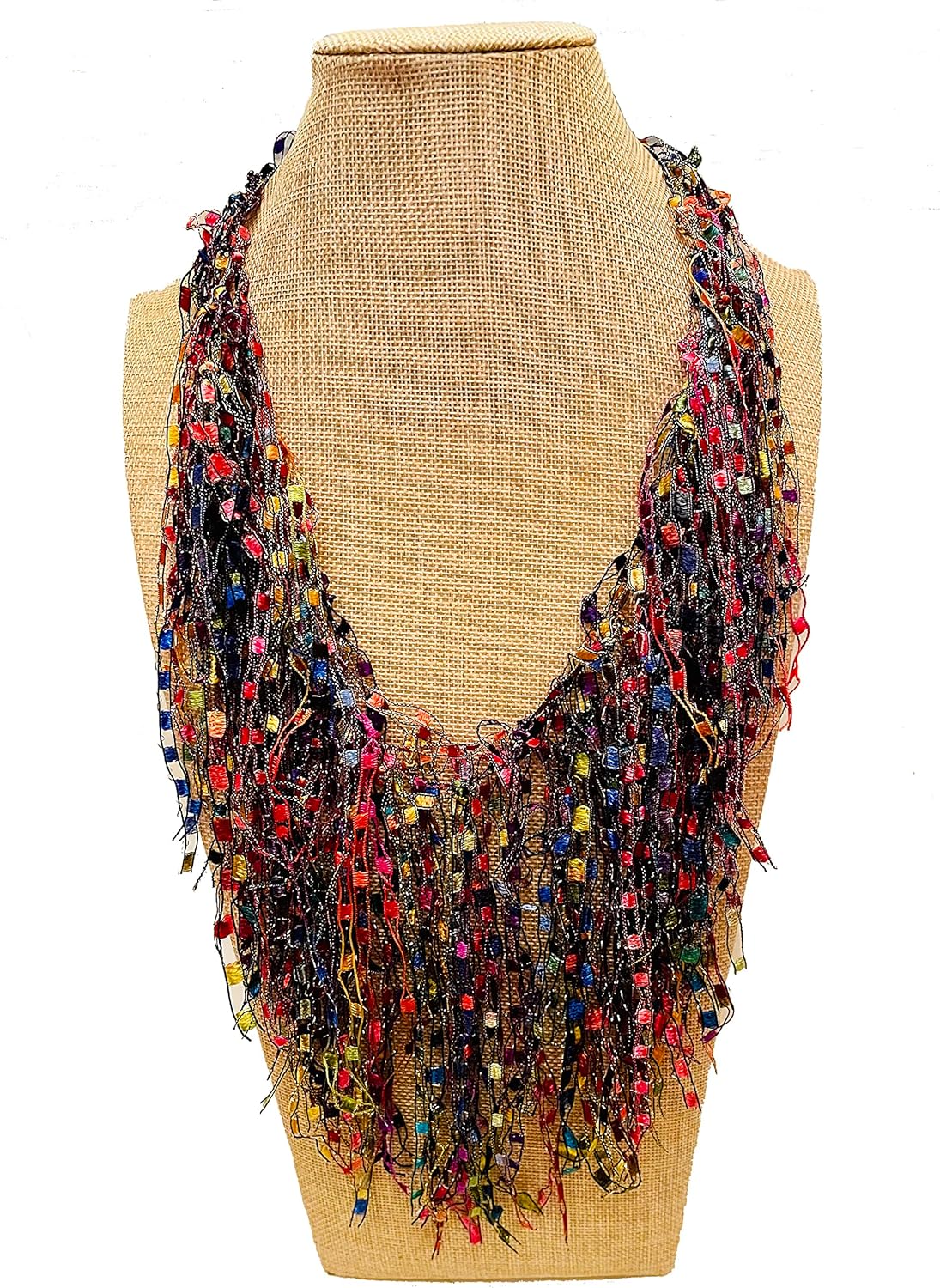 Womens Infinity Ladder Yarn Lightweight Scarf Necklace with Accents